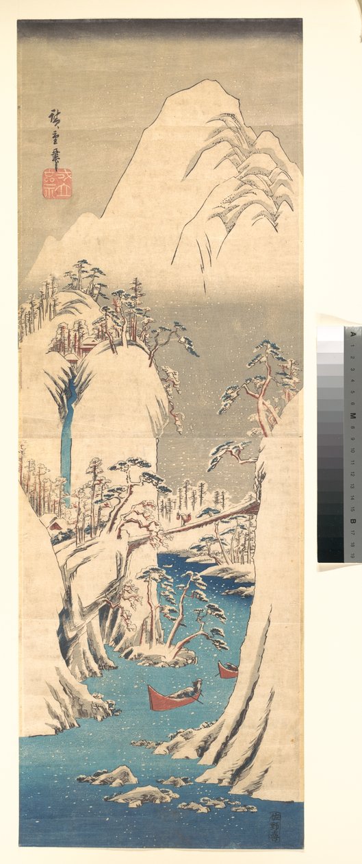 Flussschlucht im Schnee alkotó: Utagawa Hiroshige