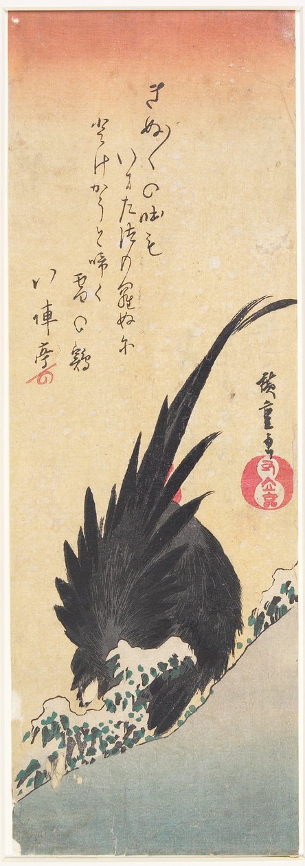 Kakas egy havas domboldalon alkotó: Utagawa Hiroshige