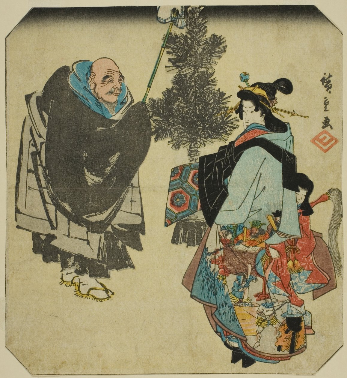 Seki: Ikkyu pap és a pokol udvarhölgye, az "Ötvenhárom párosítás a Tokaido úton (Tokaido gojusan tsui)" sorozatból alkotó: Utagawa Hiroshige