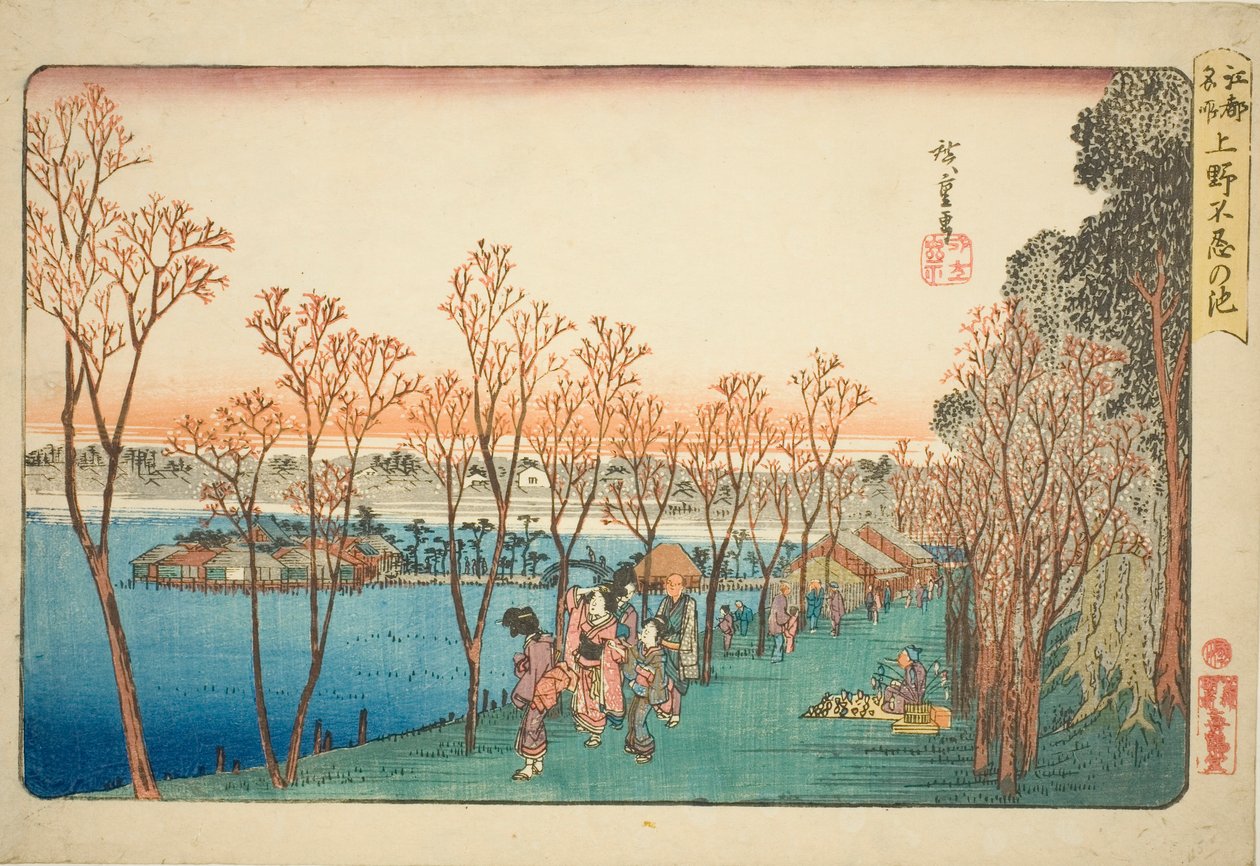 Shinobazu-tó Uenóban (Shinobazu-tó), a Teseries-ből alkotó: Utagawa Hiroshige