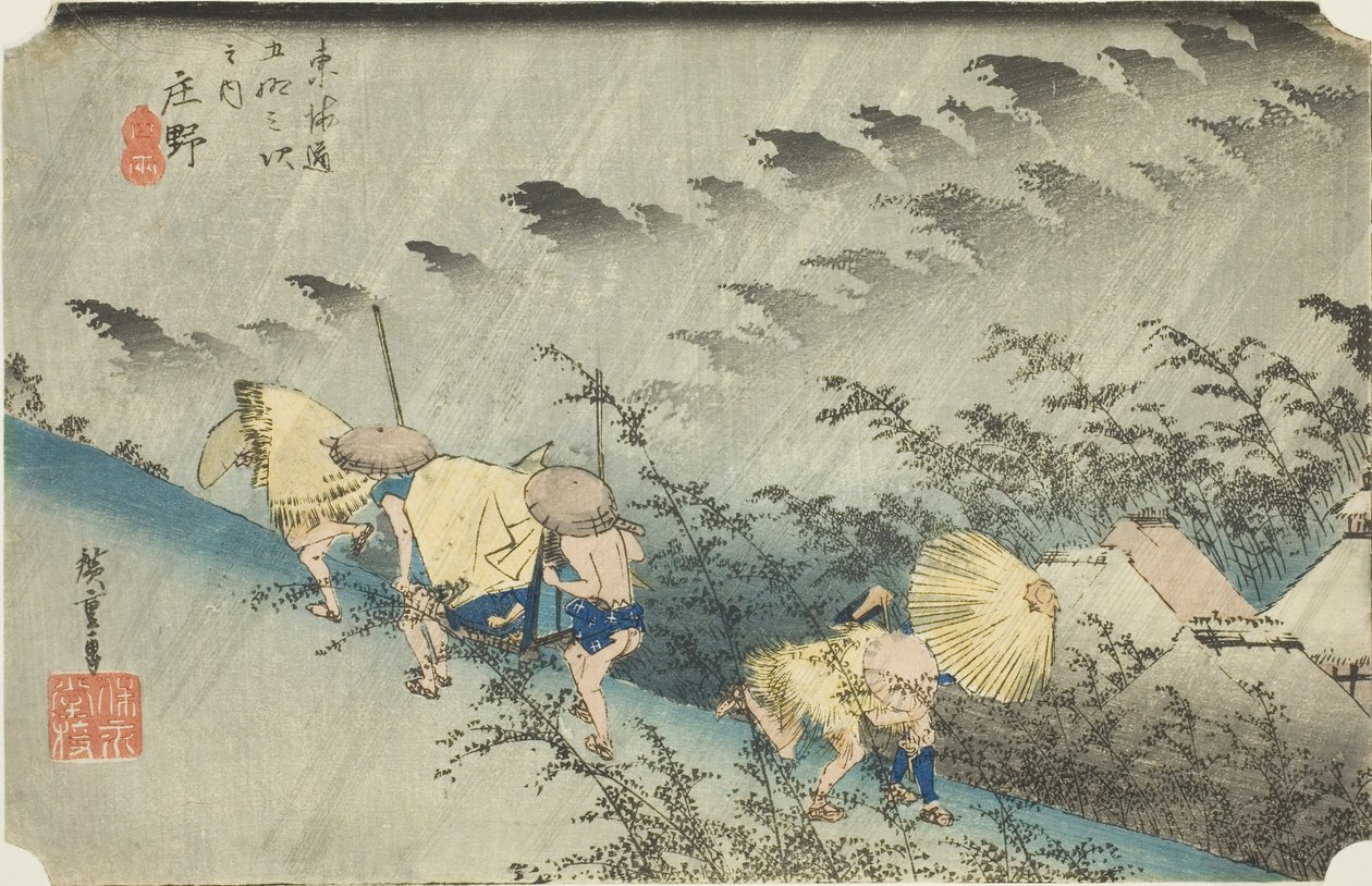 Shono: D-Ring Line (Shono Hakuu), a "Fifty-three S of the Tokaido Goju-san of the next" sorozatból), alkotó: Utagawa Hiroshige