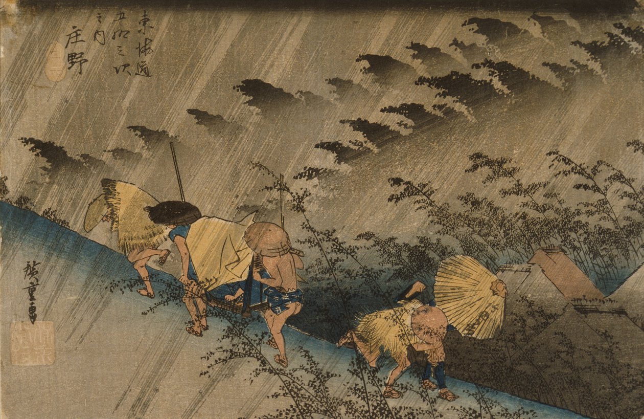 Shōno: Hajtó eső alkotó: Utagawa Hiroshige