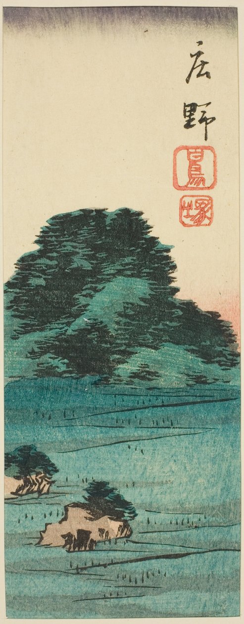 Shono: Shiratori moun d (Shono, Shiratorizuka), lapszakasz. 12 a Te Serie ``Kutou ts of Te fifty-three S taion s című számából alkotó: Utagawa Hiroshige