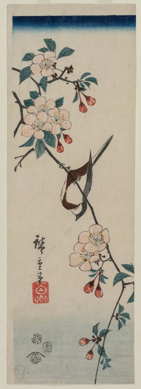 Kismadár (fecske?) Cseresznyeágon alkotó: Utagawa Hiroshige