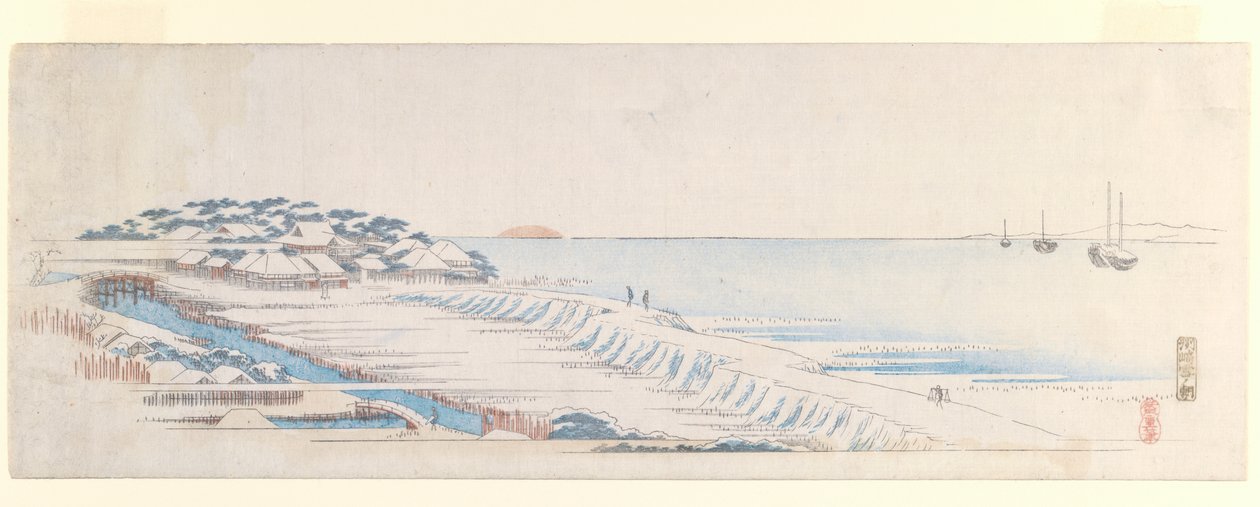 Hóhajnal Susakiban, a Letter-Sheet készletből, 1839-40 körül (színes fatömbnyomat) alkotó: Utagawa Hiroshige
