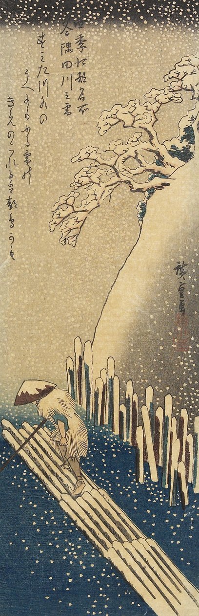 Hó a Sumida folyó felett, tél, 1833-1834 alkotó: Utagawa Hiroshige
