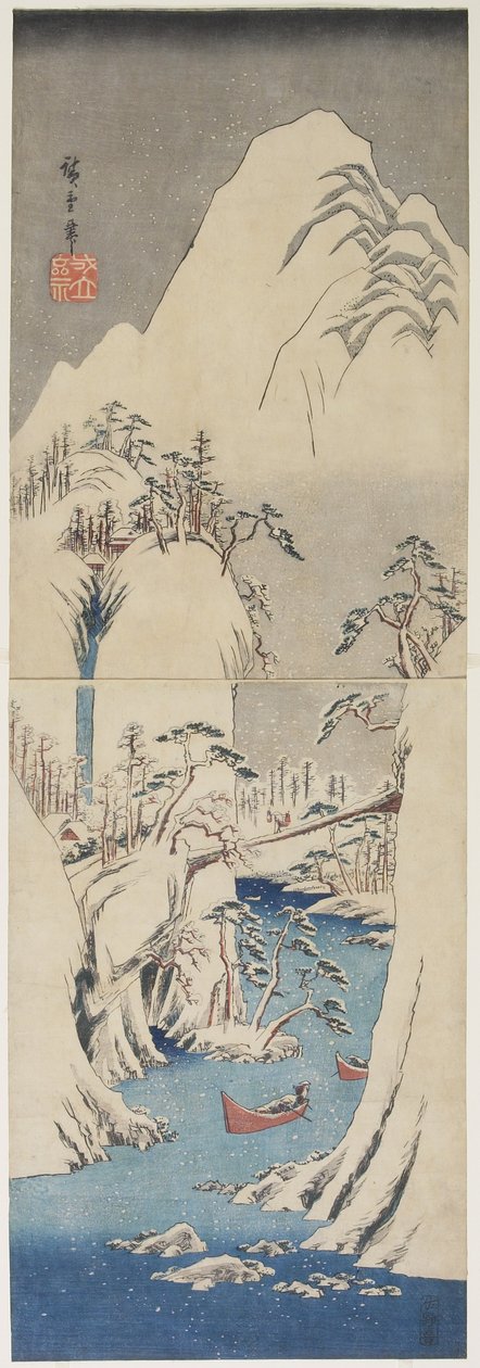 Havas jelenet a Fuji folyónál, c. 1842 alkotó: Utagawa Hiroshige