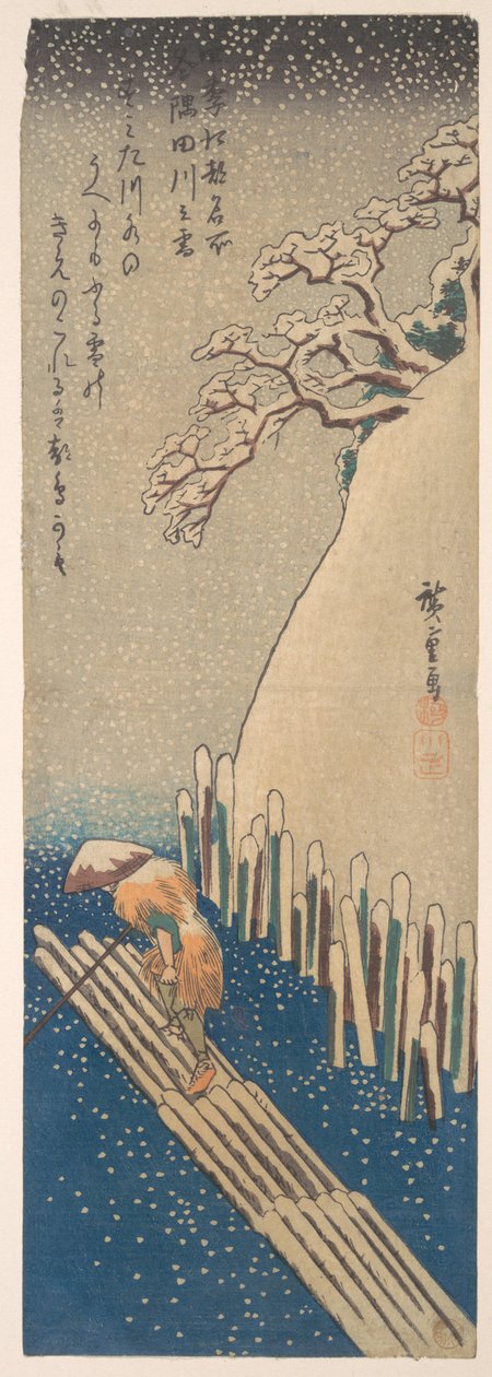Schnee am Sumida-Fluss alkotó: Utagawa Hiroshige