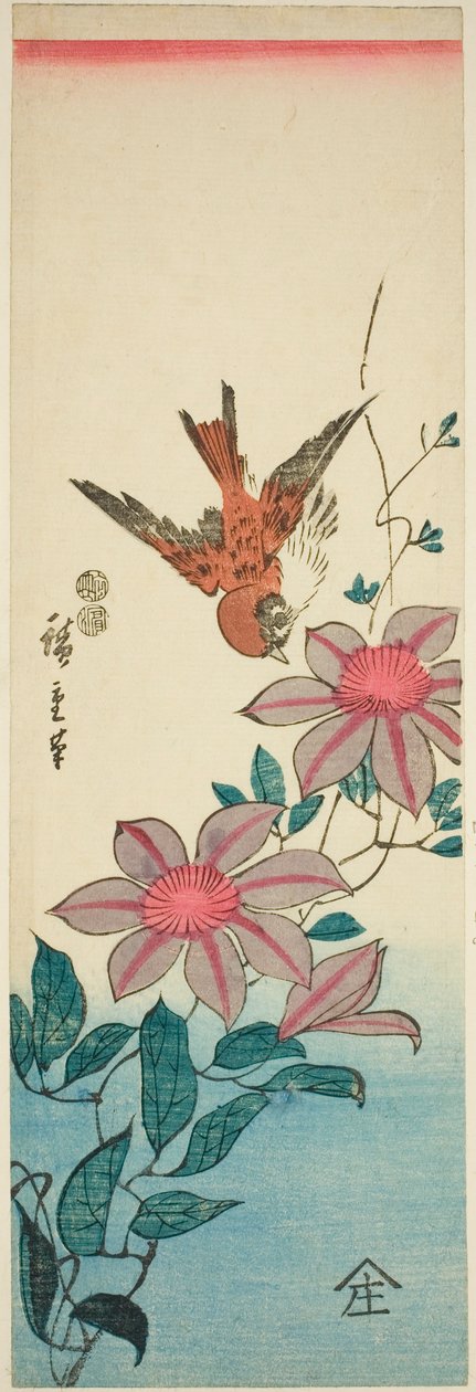 Veréb és klematisz alkotó: Utagawa Hiroshige