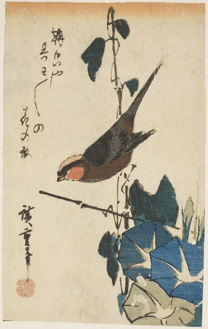 Veréb és hajnali fények alkotó: Utagawa Hiroshige