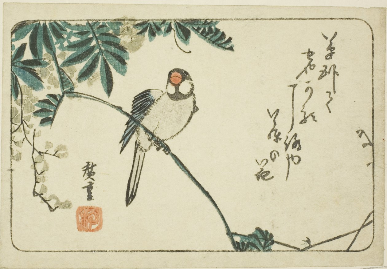 Sparrow és wisteria alkotó: Utagawa Hiroshige