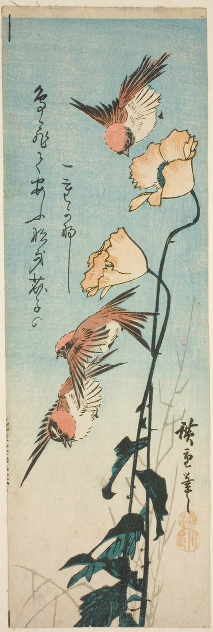 Veréb és mák alkotó: Utagawa Hiroshige