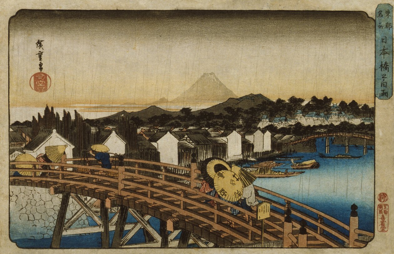 Hirtelen zápor a Nihonbashi hídon alkotó: Utagawa Hiroshige