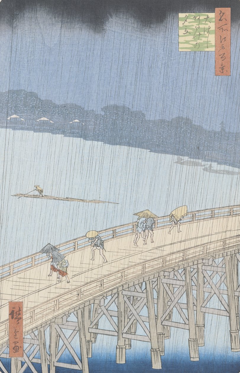 Hirtelen zápor az Ohashi hídon Atakában, a „100 Views of Edo” sorozatból, 1857 (fatömbnyomat) (lásd még: 66101) alkotó: Utagawa Hiroshige