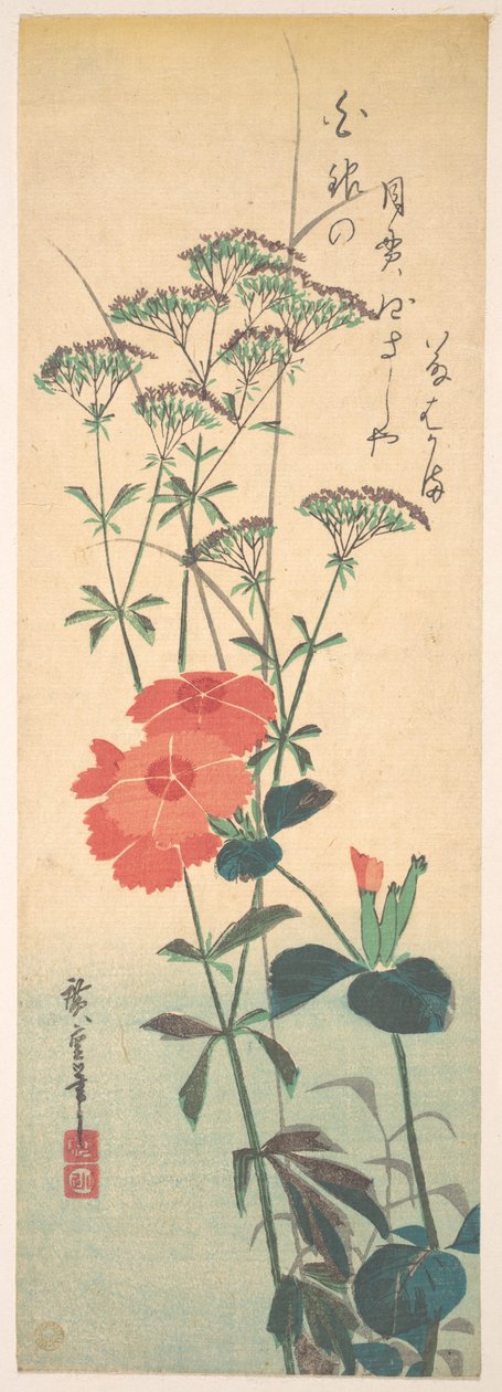 Prächtige Nelken und Chinesische Agrimonie alkotó: Utagawa Hiroshige