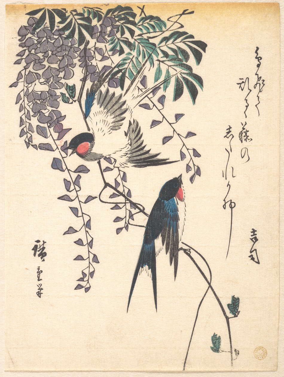 Fecske és lilaakác alkotó: Utagawa Hiroshige