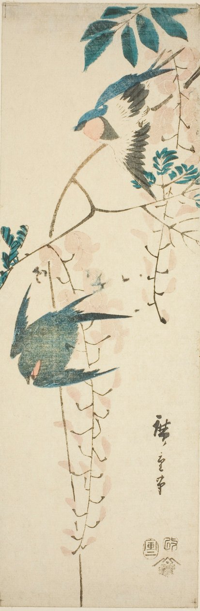 Fecskék és wisteria alkotó: Utagawa Hiroshige
