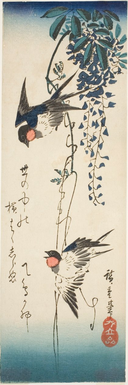 Fecskék és wisteria alkotó: Utagawa Hiroshige