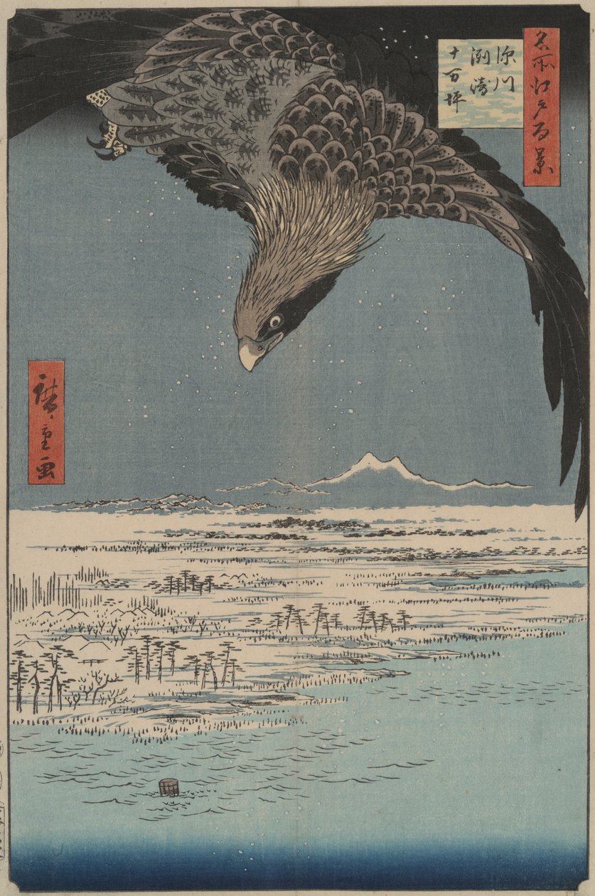 Tízezer hektáros síkság Fukagawa Susakinál: Edo száz híres kilátása alkotó: Utagawa Hiroshige