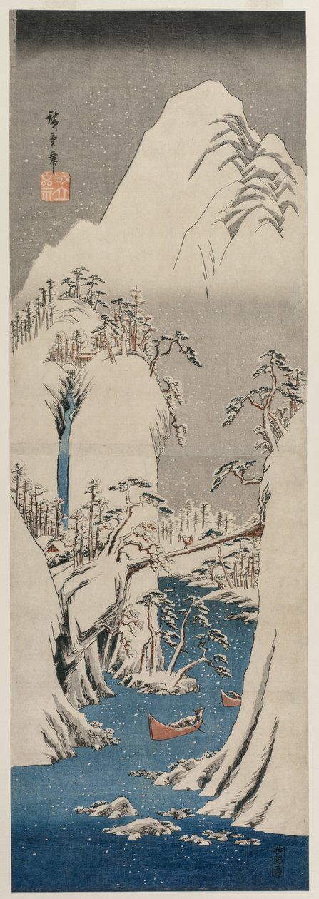 Fuji folyó a hóban alkotó: Utagawa Hiroshige