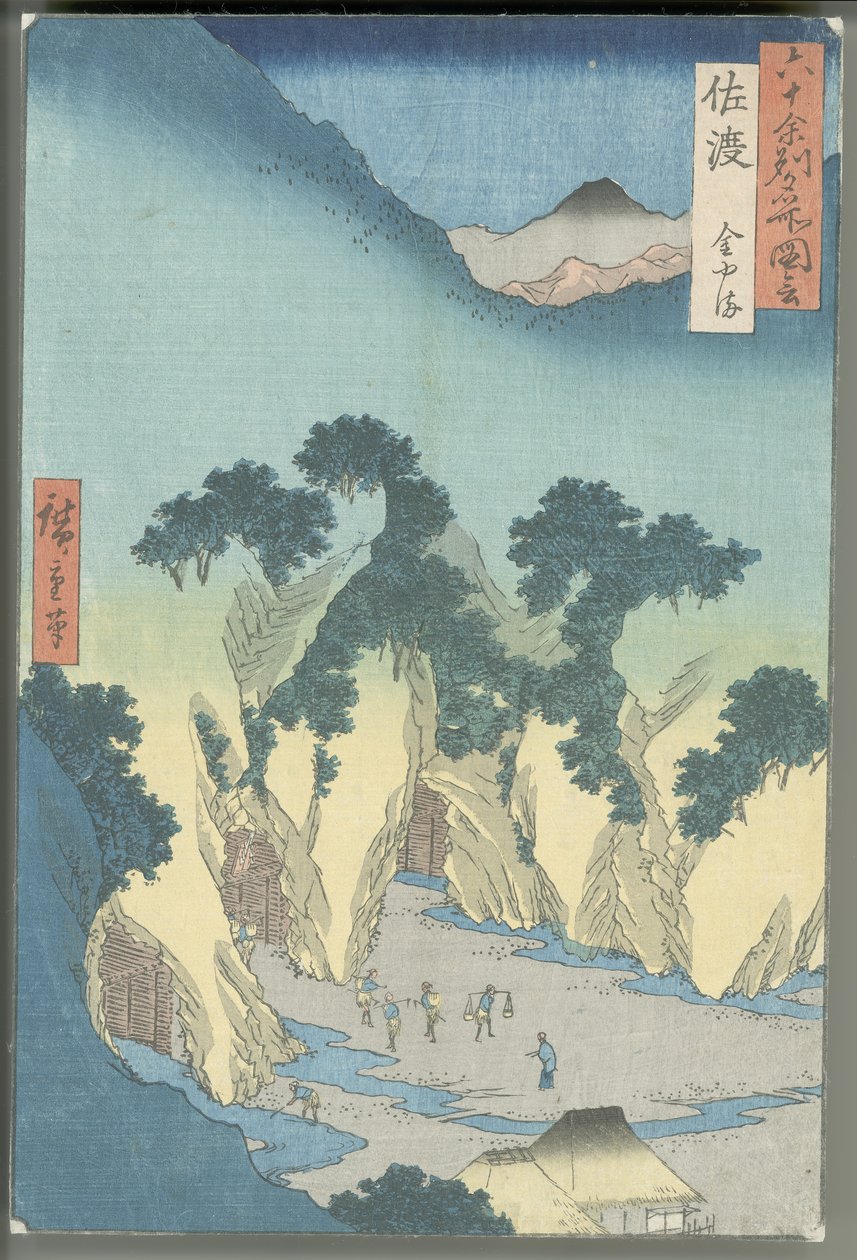 Aranybányák, Sado tartomány alkotó: Utagawa Hiroshige
