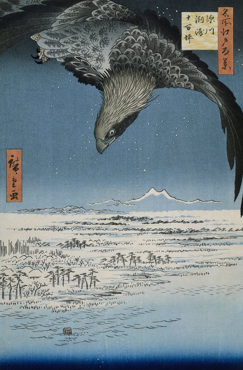 A Jumantsubo-síkság Susakiban, Fukagawa közelében, 1857 (színes fametszet) alkotó: Utagawa Hiroshige