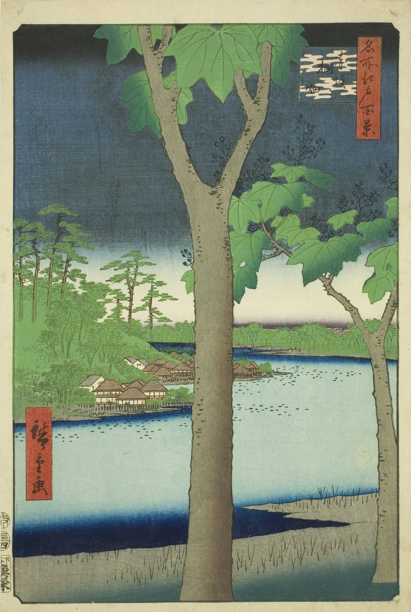 Te Paow nia Grove at Akasaka (Akasaka Kirihata), a „Ridge for d re d f s view of Edo (Edo híres nézetei)” sorozatból. alkotó: Utagawa Hiroshige