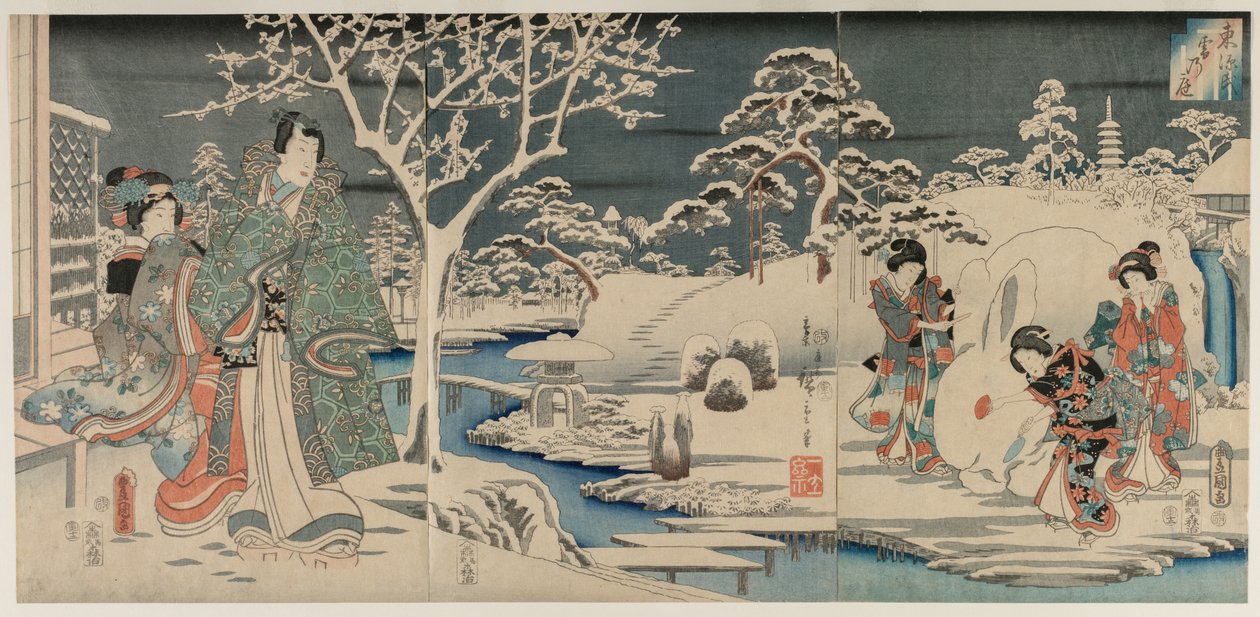 A havas kert, 1854. alkotó: Utagawa Hiroshige