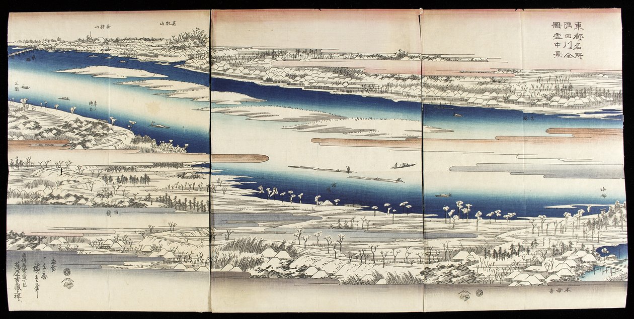 A Sumida folyó hóban alkotó: Utagawa Hiroshige