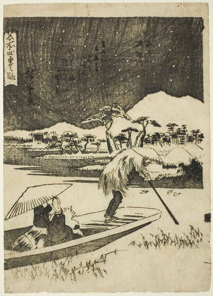 A Sumida folyó télen (Fuyu, Sumidagawa), a "Négy évszak kilátásai a híres helyeken (Meisho shiki no nagame)" sorozatból alkotó: Utagawa Hiroshige