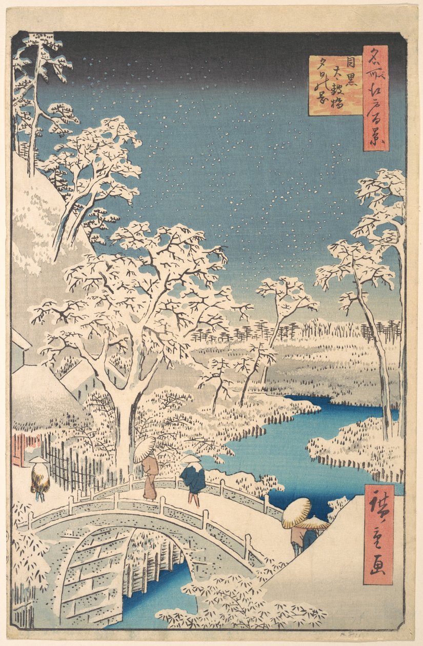 A Taiko dob hídja és a Yuhi-domb Megurónál alkotó: Utagawa Hiroshige