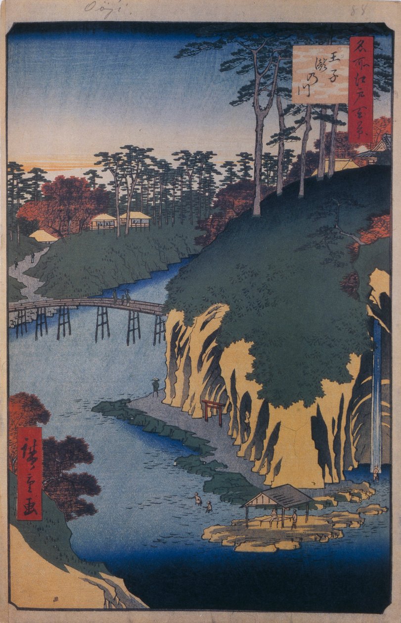 A Takinogawa az Ojiban Edo száz híres képe, 1856-1858 alkotó: Utagawa Hiroshige