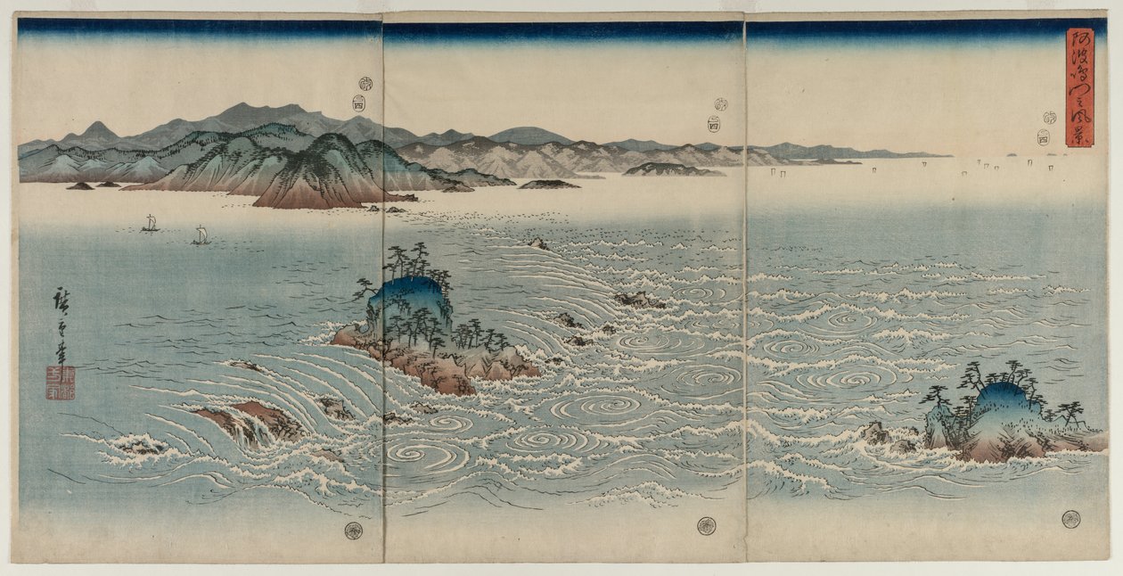 Awa örvényei, 1857. alkotó: Utagawa Hiroshige