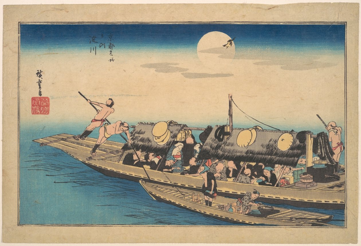 A Jodo folyó, a Kiotó híres helyei sorozatból (Kyoto meisho no uchi, Yodo-gawa) alkotó: Utagawa Hiroshige