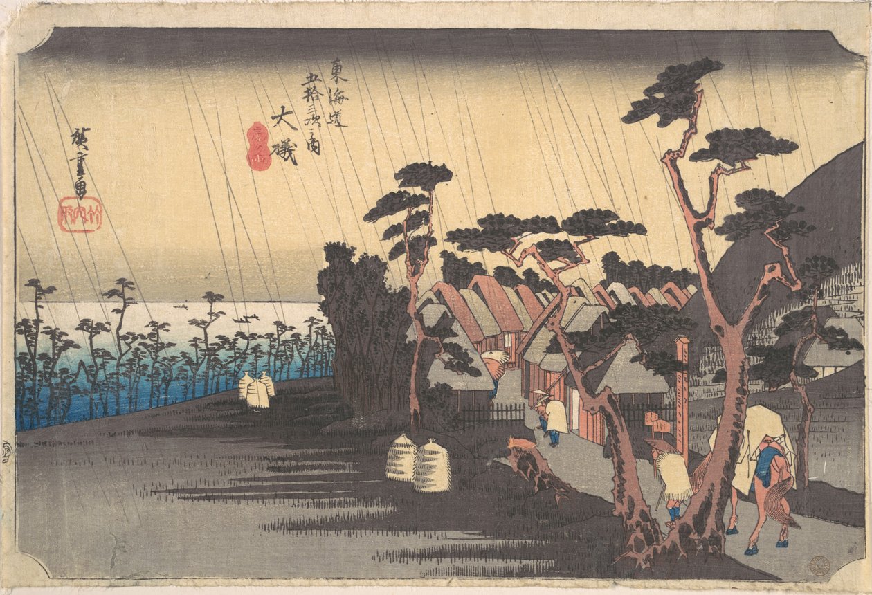 Tigriseső az Ōiso állomáson alkotó: Utagawa Hiroshige