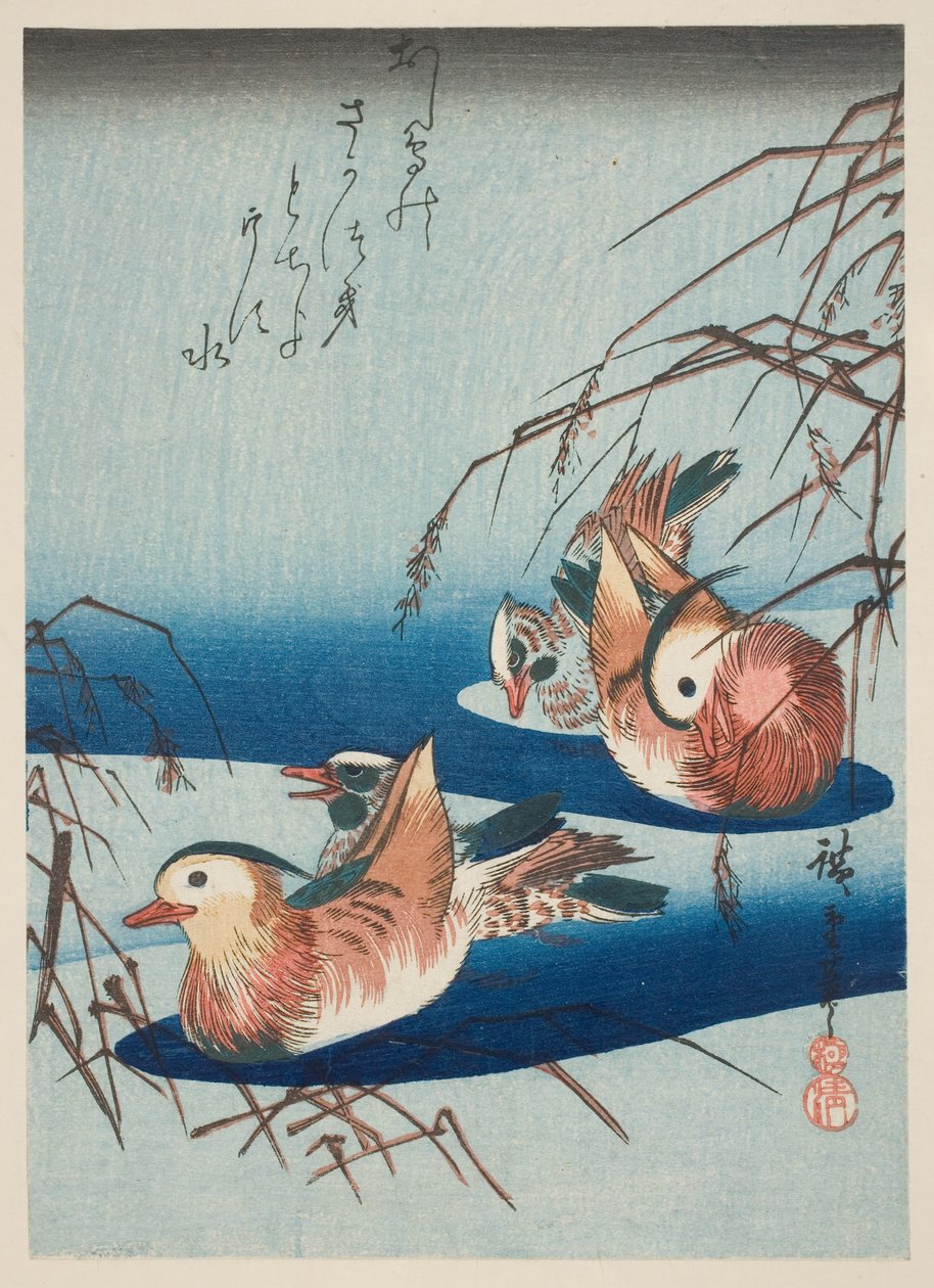 Két pár mandarin kacsa (színes fanyomat) alkotó: Utagawa Hiroshige