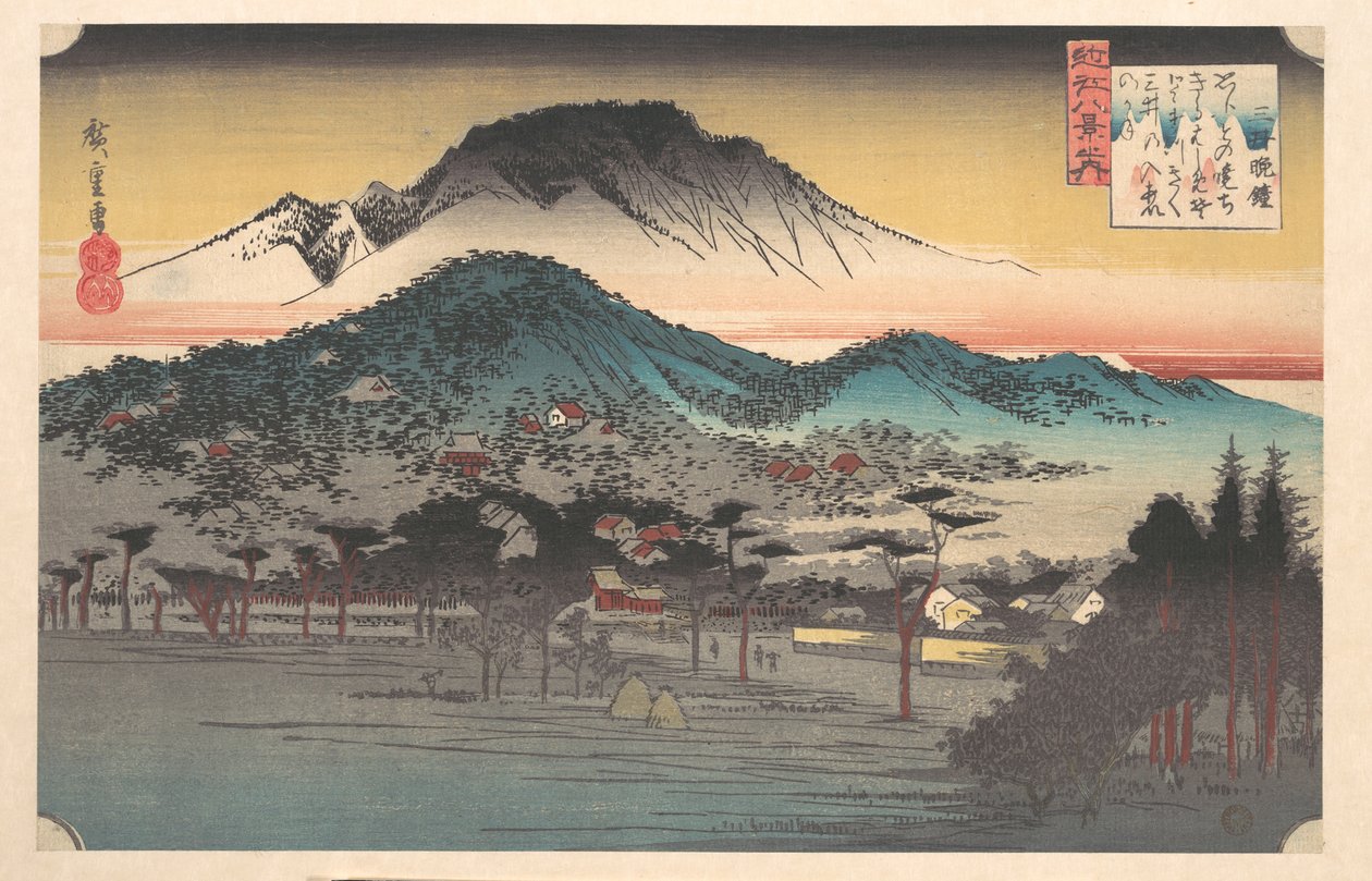 Esti harangszó a Mii templomnál, Biwa-tó alkotó: Utagawa Hiroshige