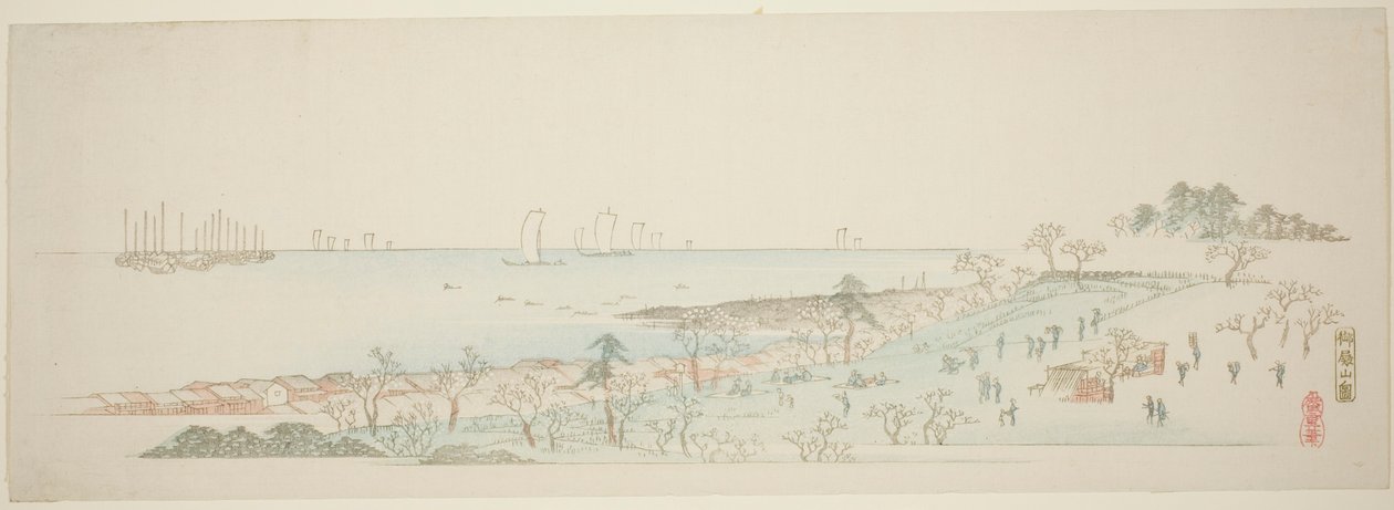 Kilátás a Goten-hegyre (Gotenyama no zu), a "Tizenhárom nézet Edo környékéről" sorozatból alkotó: Utagawa Hiroshige