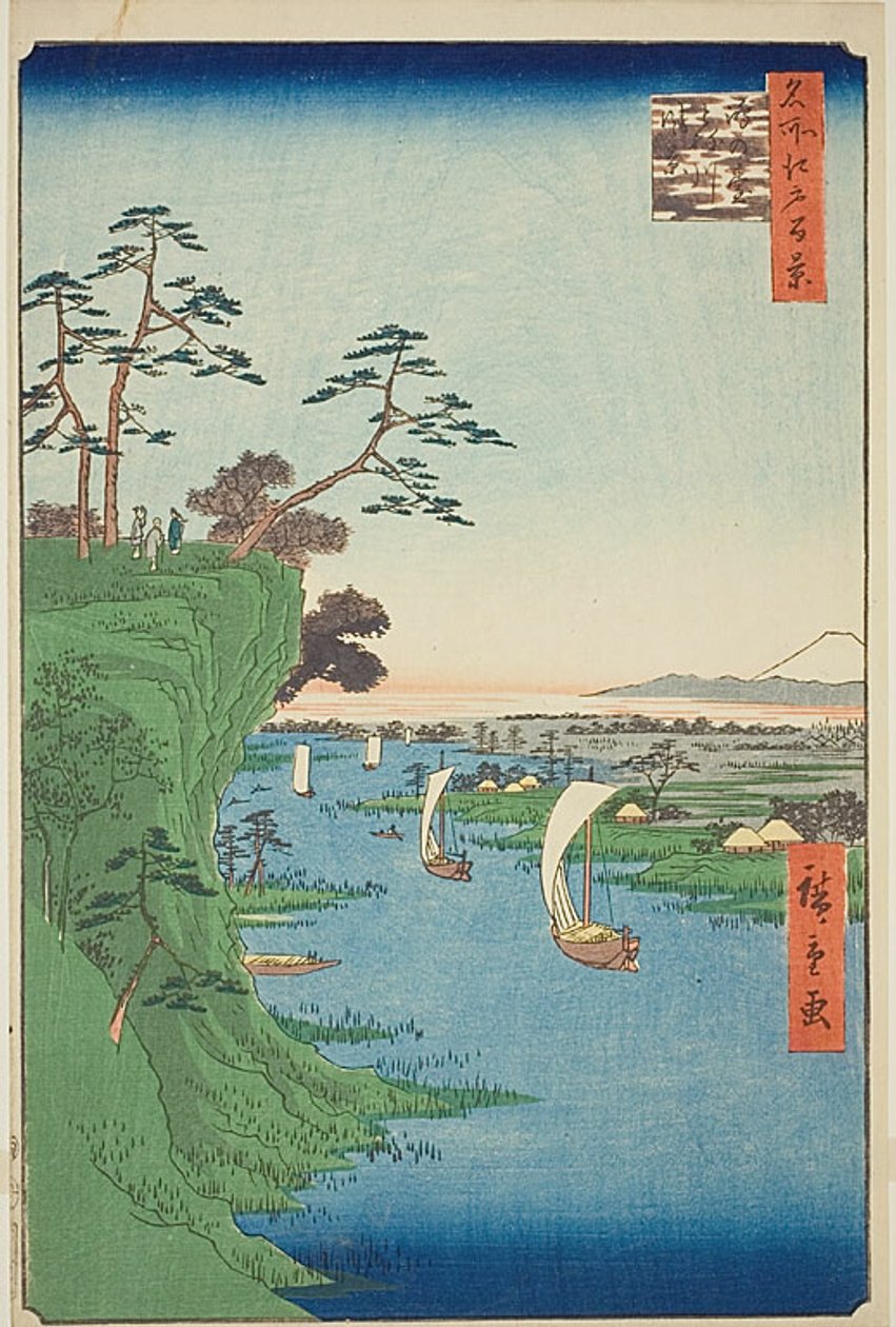 Konodai és a Tone folyó látképe (Konodai Tonegawa fukei), 95. sz. az "Edo száz híres látképe (Meisho Edo hyakkei)" sorozatból. alkotó: Utagawa Hiroshige