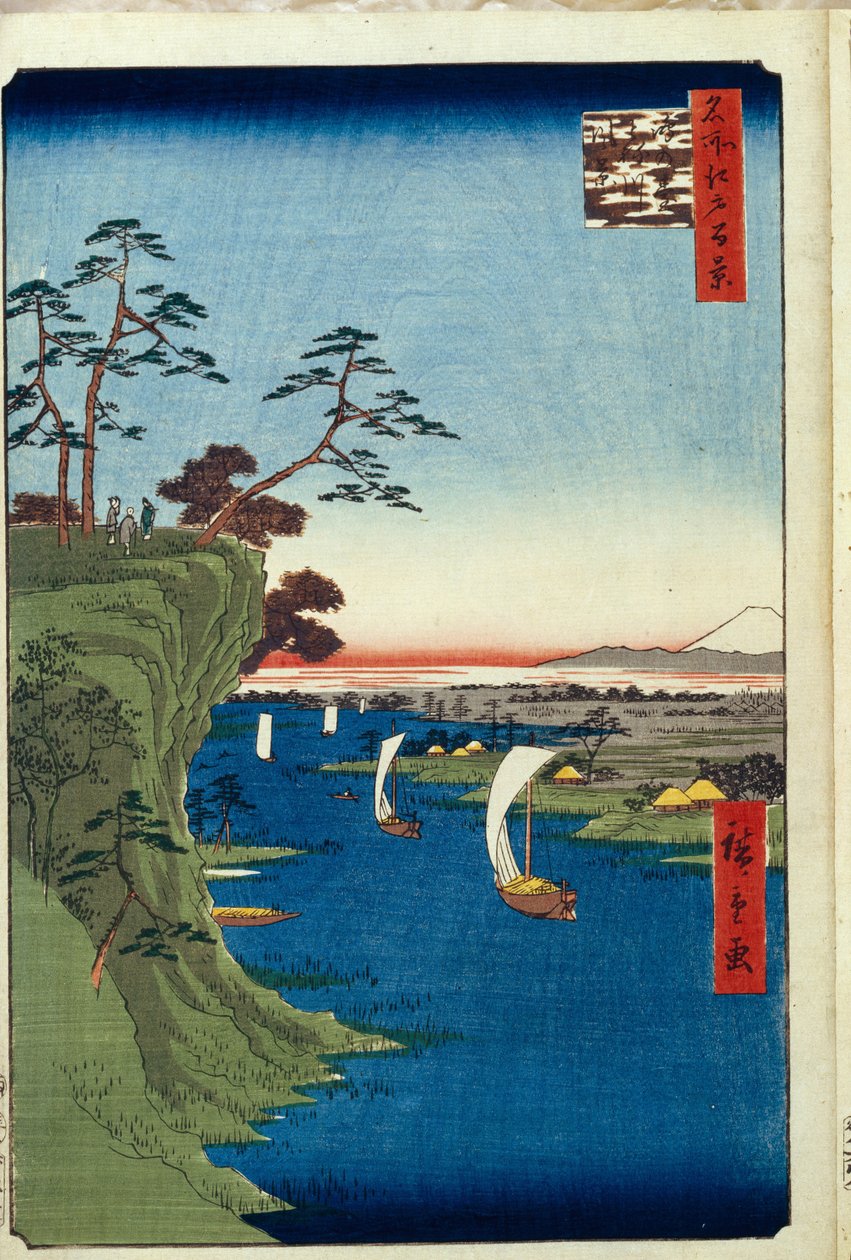 Kilátás Konodairól és a Tone folyóról Edo száz híres képe, 1856-1858 alkotó: Utagawa Hiroshige