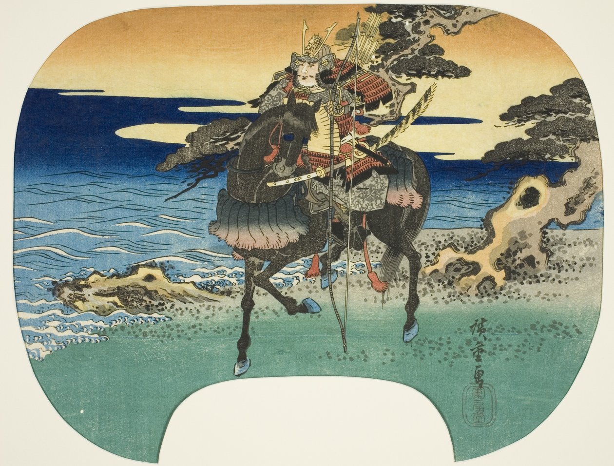 Harcos lóháton alkotó: Utagawa Hiroshige