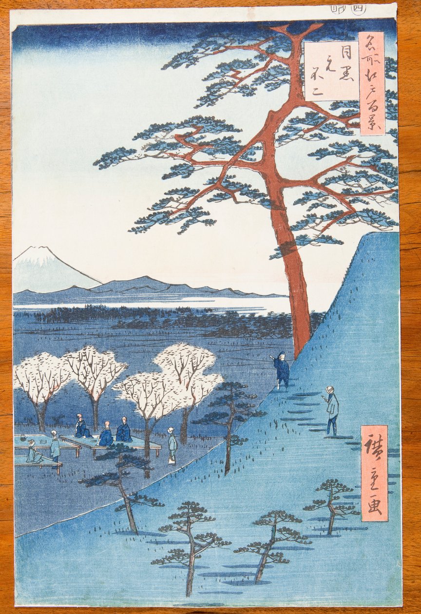 Kilátás Meguróból az igazi Fudzsi-hegyre - Meguro Moto-Fuji, a sorozat 25. táblája: Edo száz híres látképe / Meisho Edo hyakkei alkotó: Utagawa Hiroshige