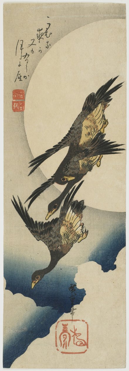 Vadludak a Holdon át, 1834-39 (színes fametszet) alkotó: Utagawa Hiroshige