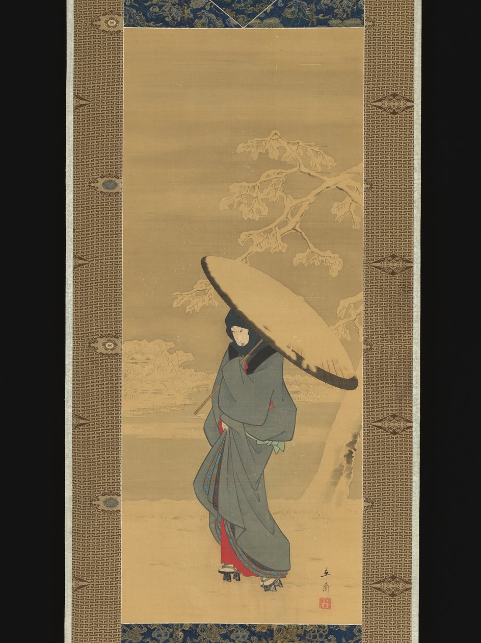 Hóban sétáló nő alkotó: Utagawa Hiroshige
