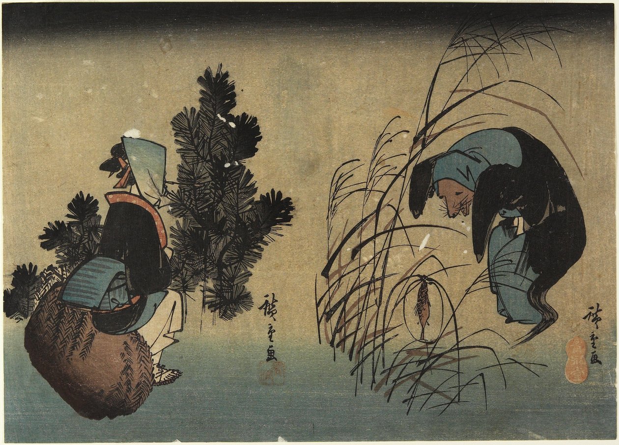 Nő és Borz alkotó: Utagawa Hiroshige