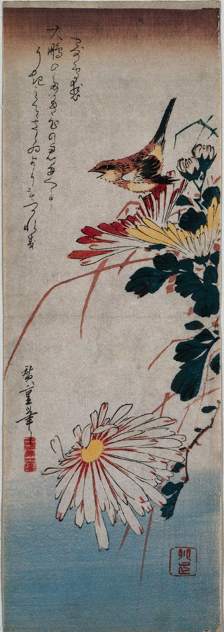 Wren és krizantém alkotó: Utagawa Hiroshige