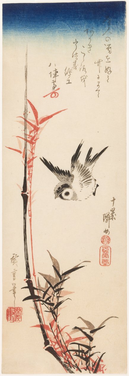 A veréb és a bambusz alkotó: Utagawa Hiroshige
