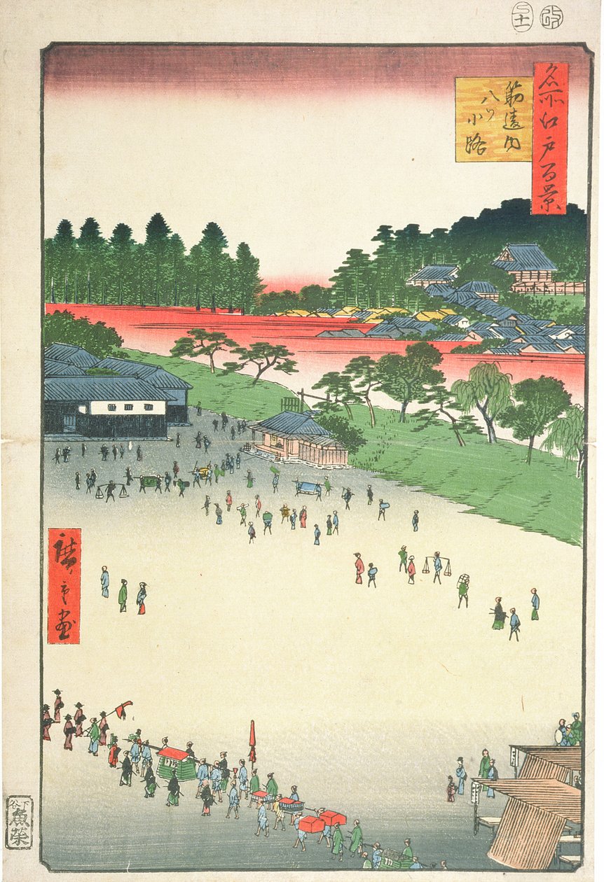 Yatsuko, a Sujikai kapu belsejében, az „Edo száz híres képe” sorozatból, 1857 (színes fatömbnyomat) alkotó: Utagawa Hiroshige