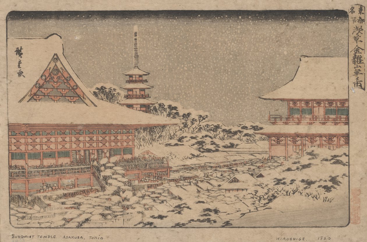 Év végi vásár a Kinryuzan templomban alkotó: Utagawa Hiroshige