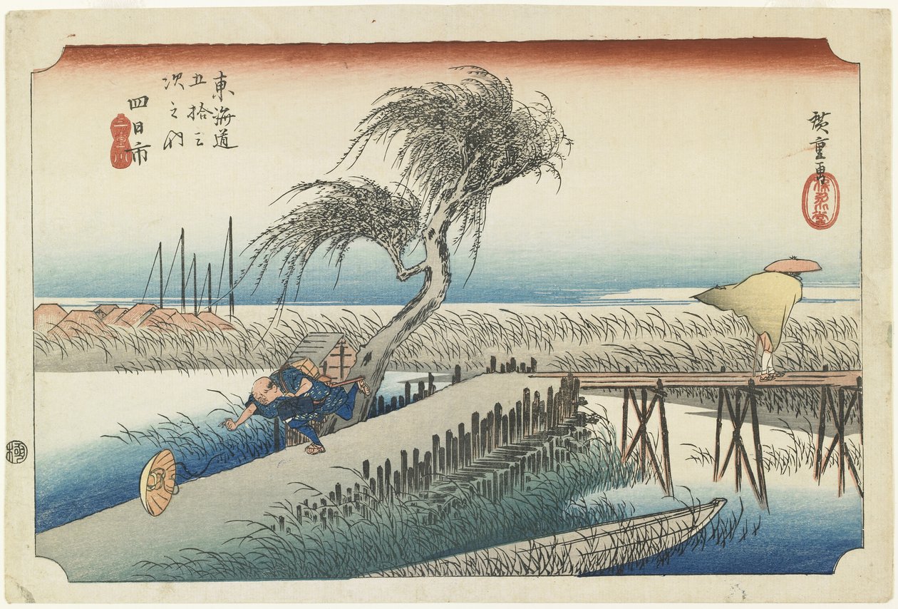 Yokkaichi-Látható folyó, kb. 1833 alkotó: Utagawa Hiroshige